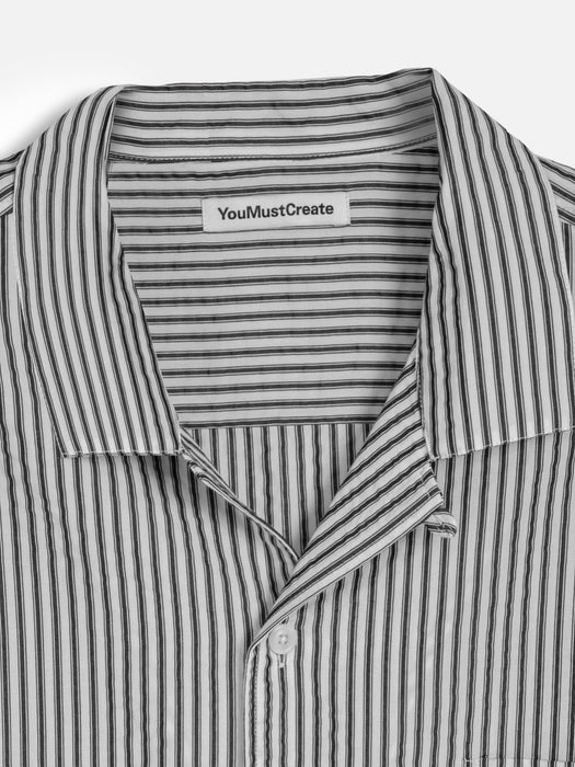 YMC Men Malick Shirt in Black Stripe