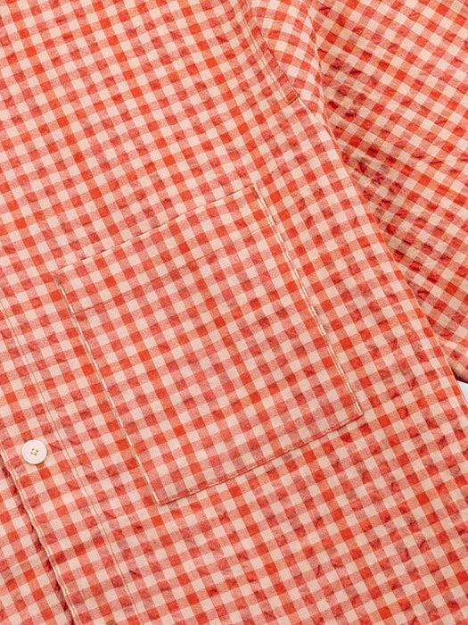 Folk Men Gabe Shirt in Red Oxide Textured Check