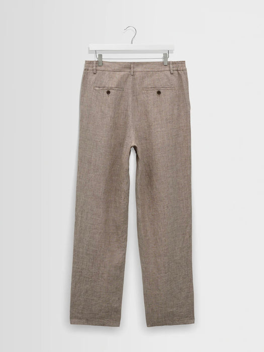 Wax Malham Linen Trousers in Natural Brown Stripe