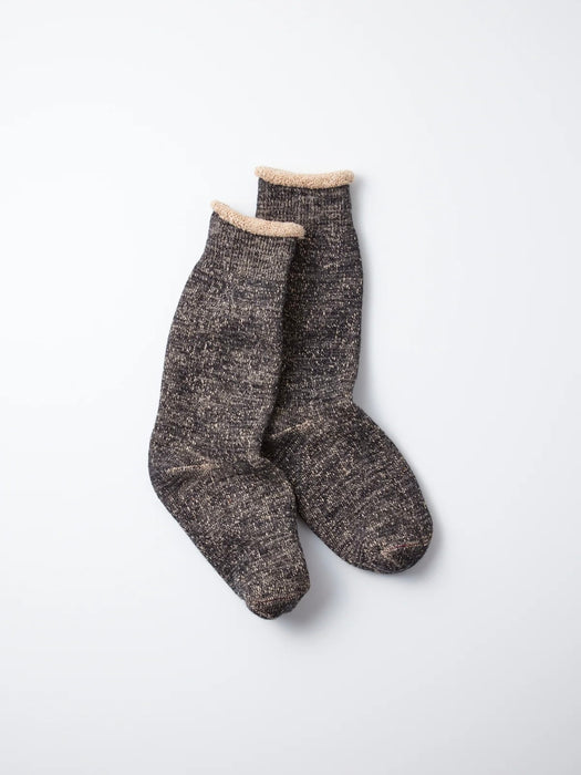Rototo Double Face Socks in Black/Brown