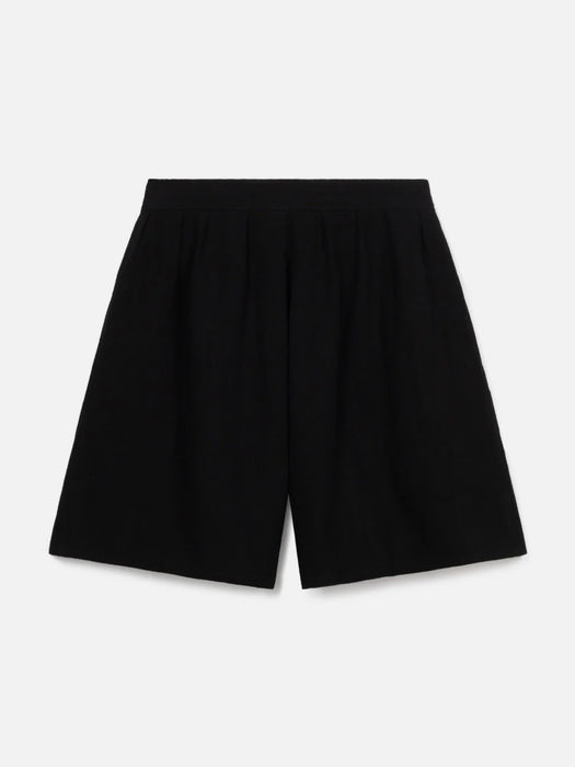 Kate Sheridan Pleat Play Shorts in Black Linen
