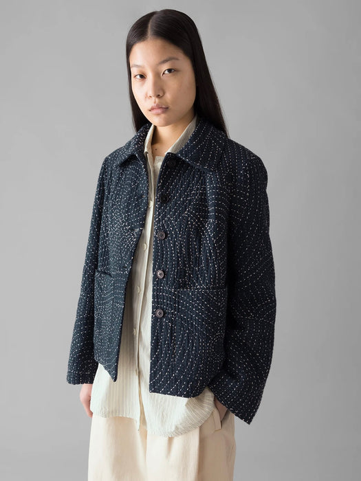 Toast Kantha Jacket in Hand Embroidered Indigo