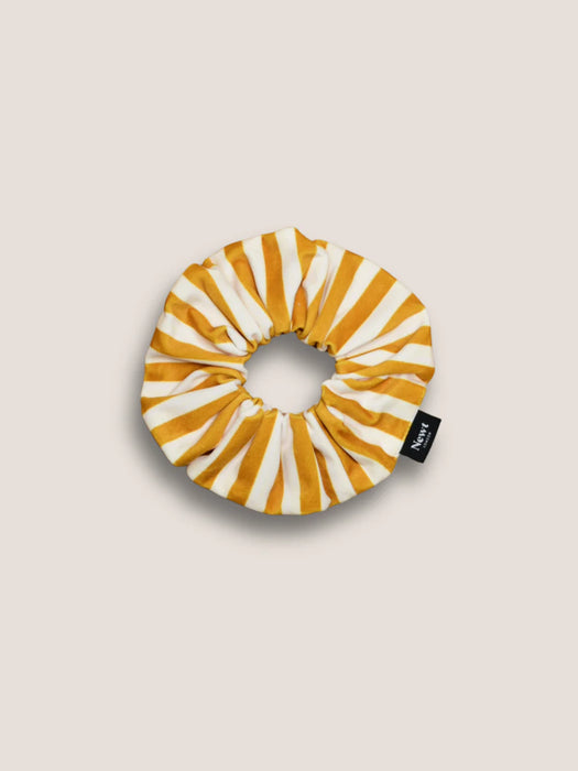 Newt London Icon Scrunchie in Yellow & White Stripe