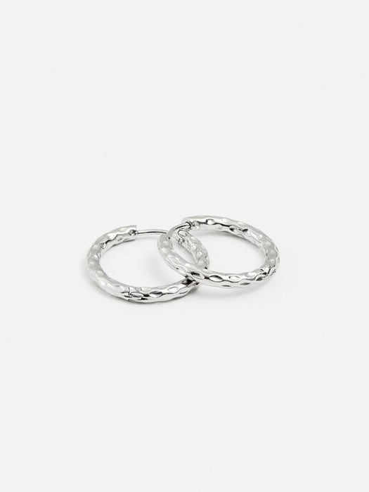 Triangle Large Dinked Hoops in Silver