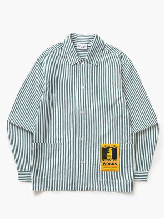 Service Works Waiter Shirt in Forest Stripe Poplin