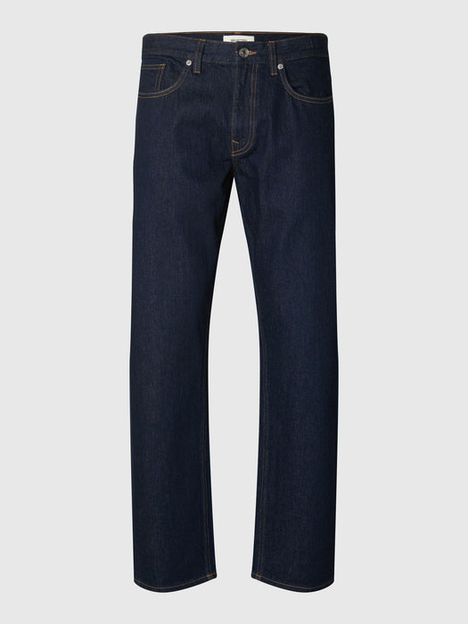 Selected Homme Ben Straight Jeans in Dark Blue Denim