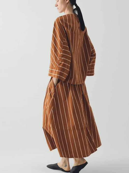 Toast Women Garland Stripe Smock Top in Copper/Ecru