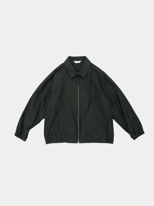 Still By Hand Moleskin Zip Blouson in Dark Green