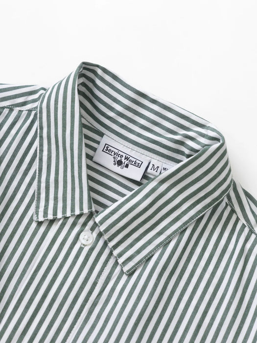Service Works Waiter Shirt in Forest Stripe Poplin