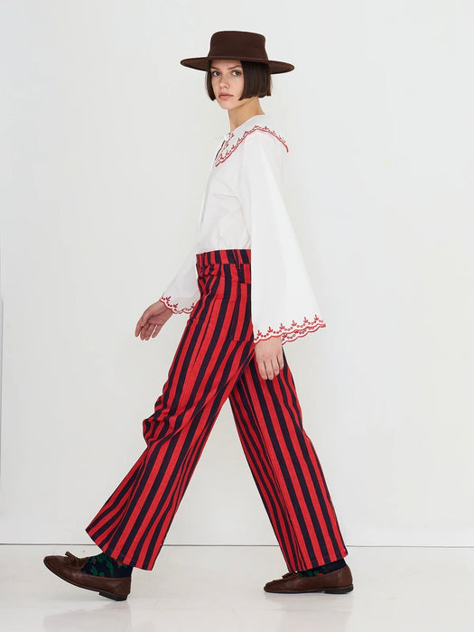 The Tiny Big Sister Embroidered Neck Shirt in Off-White