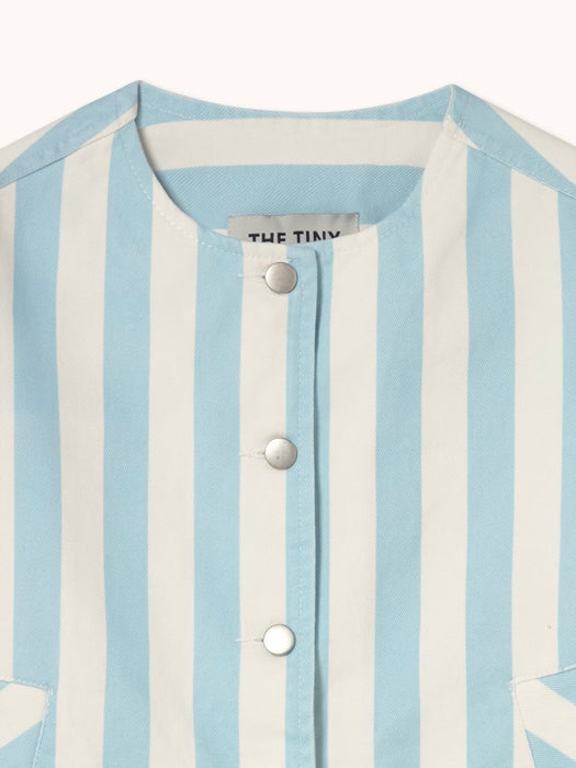 The Tiny Big Sister Striped Cropped Jacket in Pretty Blue