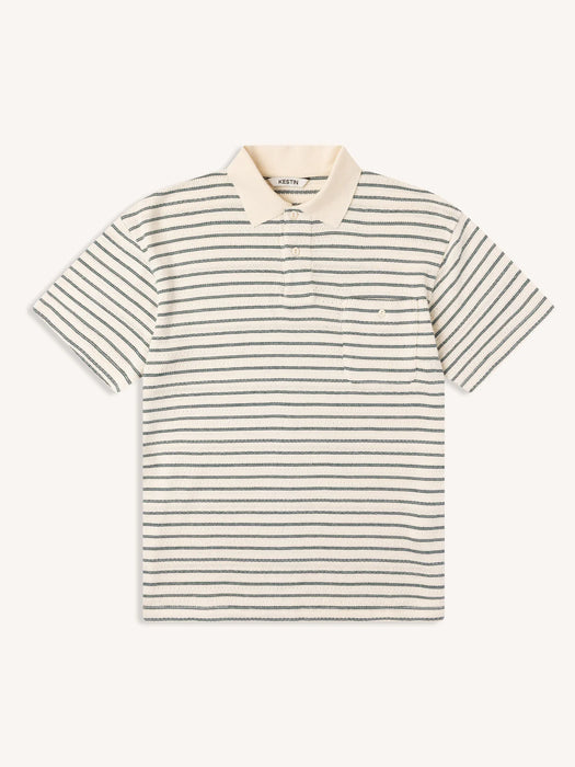 Kestin Dunn Polo in Ecru / Green Stripe