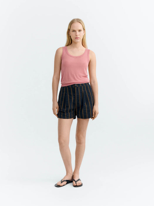 Thinking Mu Nar Shorts in Seersucker Portbou Stripe