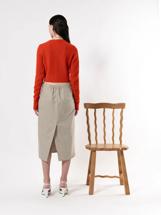 Emin & Paul Pocket Detail Midi Skirt in Khaki