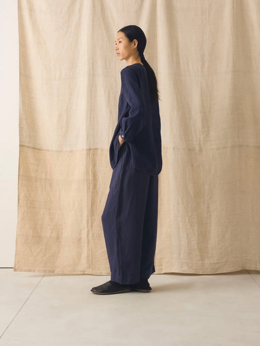 Toast Barrel Leg Trouser Blueberry Linen