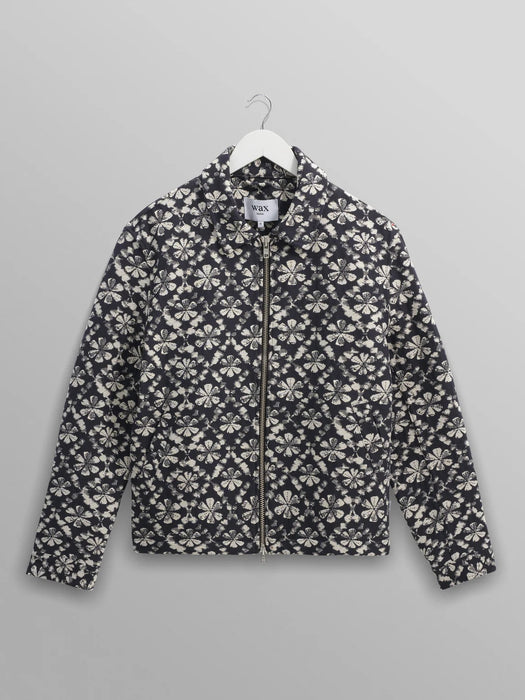 Wax Eldon Jacket in Navy Ecru Flower Jacquard