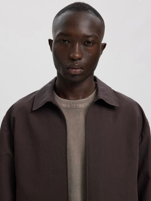 Annarr Hagen Linen Overshirt in Liquorice