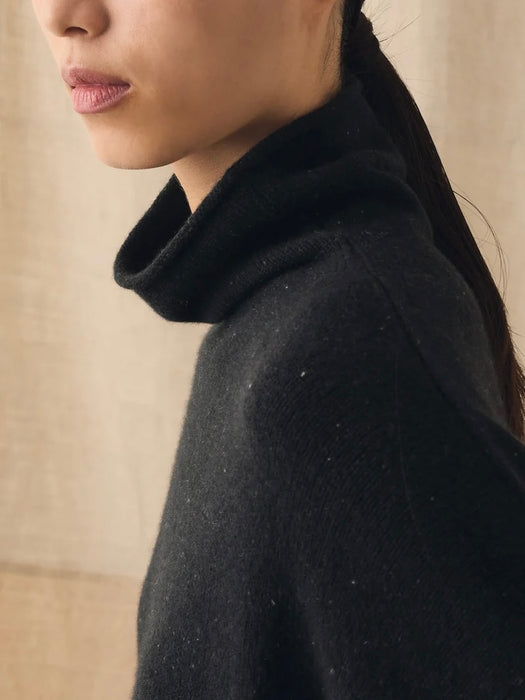 Toast Women Roll-neck Sweater in Speckled Black