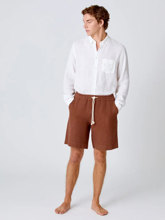 La Paz Pestana Shorts in Aztec Brown Linen
