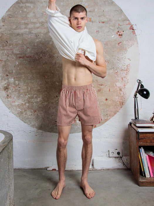 Pockies Boxer Shorts in Terracotta Stripes