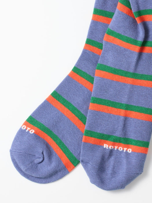 Rototo Rugby Stripe Socks in Light Blue
