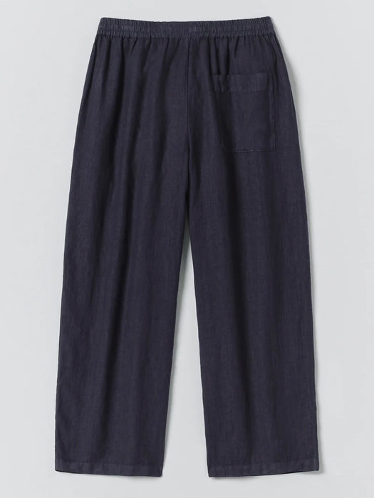 Toast Men Garment Dyed Drawstring Linen Trousers in Blueberry