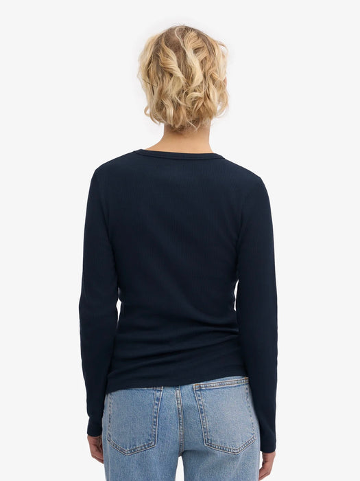 Colorful Standard Women's Rib Longsleeve Tee in Navy Blue