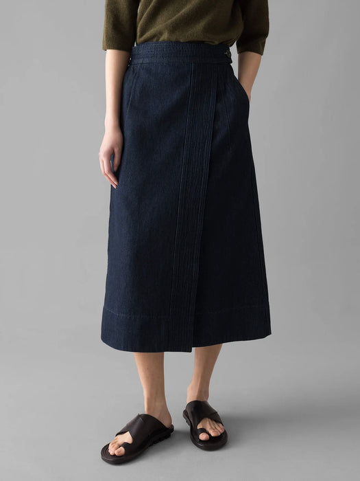 Toast Denim Wrap Skirt in Indigo Cotton Hemp