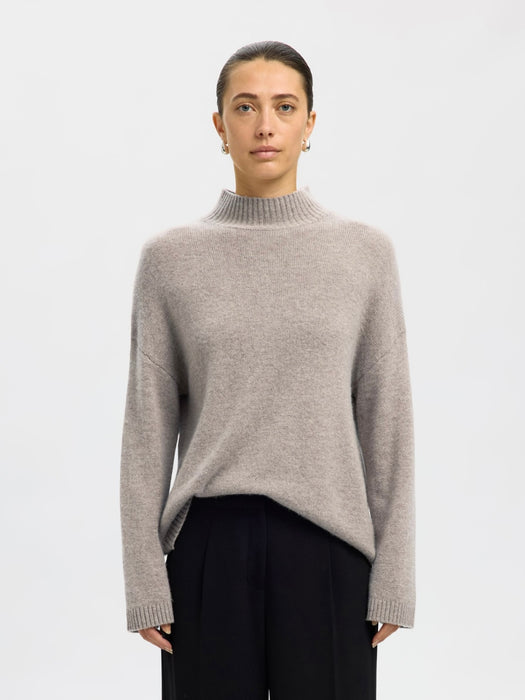 Selected Femme Cille High Neck Knit in Irish Cream