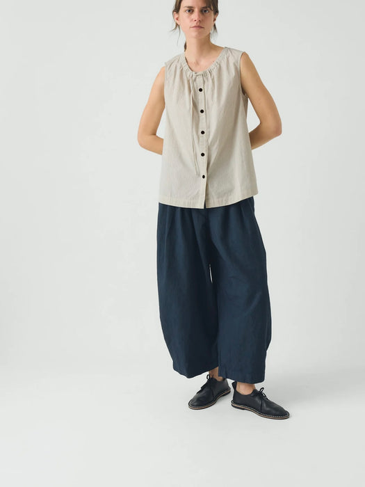 Toast Mini-Stripe Cotton Top in Sunwashed Blue