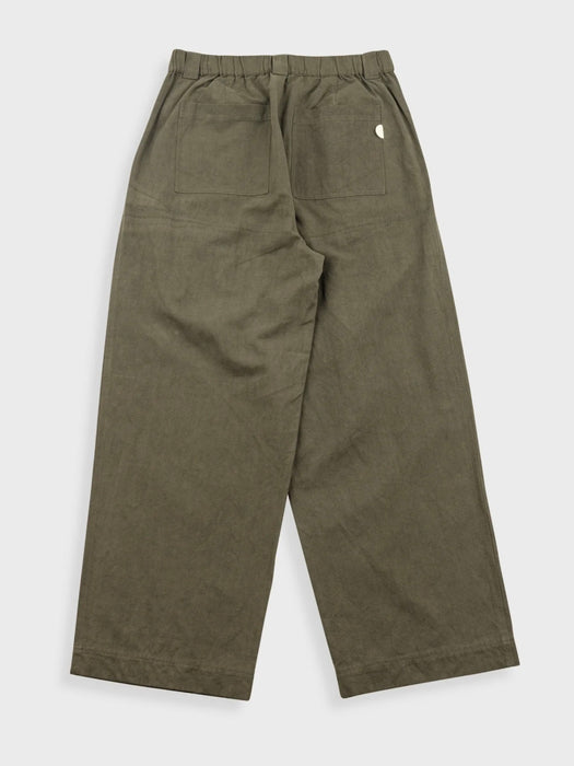 Folk Men Easy Fit Trousers in Dark Olive Slub