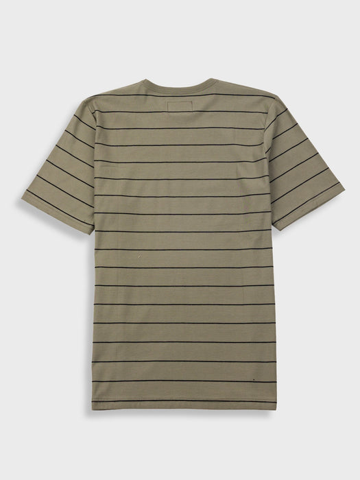 Folk Men Microstripe Tee in Olive / Black