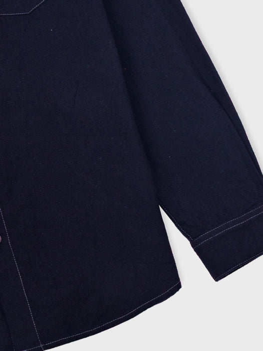 Folk Men Relaxed Shirt in Black Flannel