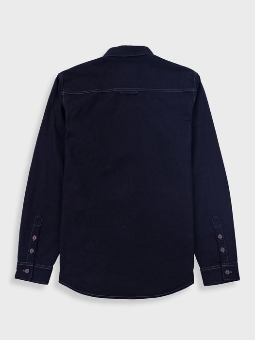 Folk Men Relaxed Shirt in Black Flannel