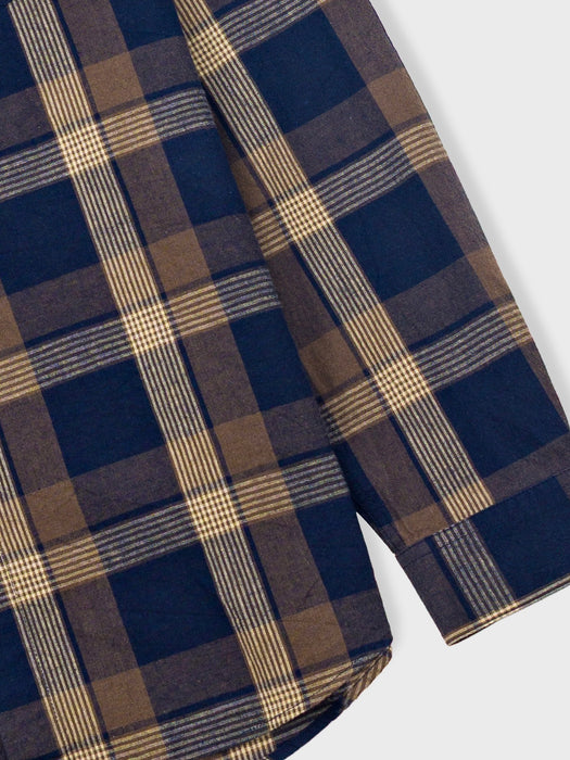 Folk Men Relaxed Shirt in Navy Olive Check