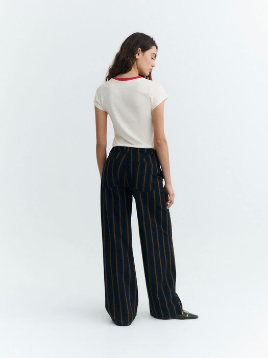 Thinking Mu Serena Trousers in Portbou Seersucker Stripes