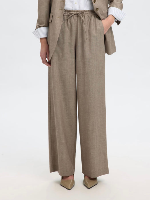 Selected Femme Melli Extra Wide Pant in Oatmeal Melange