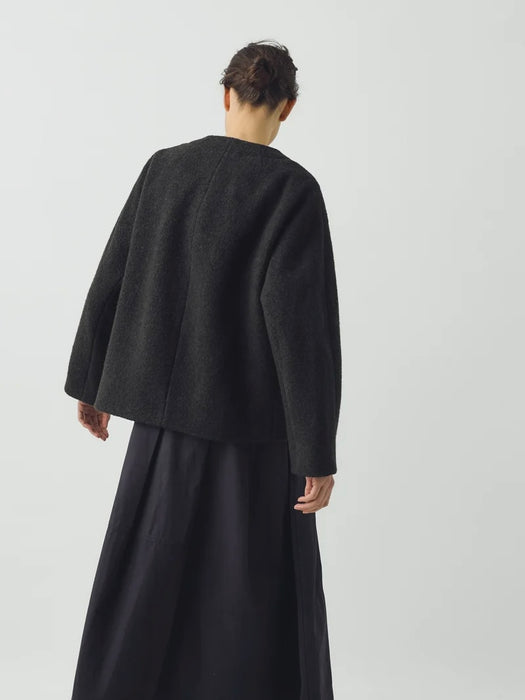 Toast Women Boiled Wool Short Coat in Dark Olive
