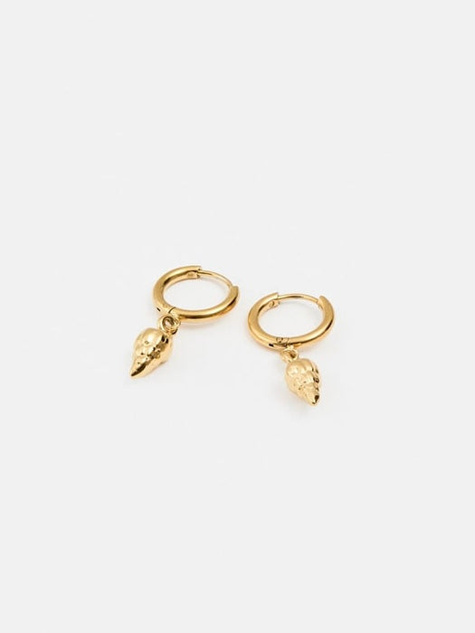 Triangle Shell Charm Hoops in Gold