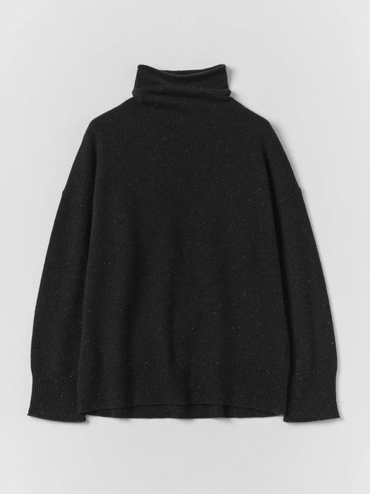 Toast Women Roll-neck Sweater in Speckled Black