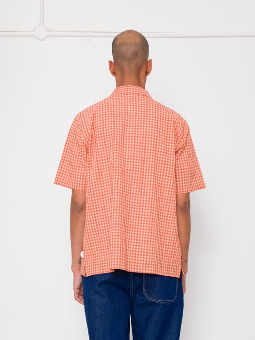 Folk Men Gabe Shirt in Red Oxide Textured Check