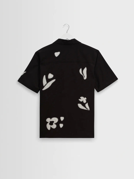 Wax Didcot Abstract Applique Shirt in Black / Beige