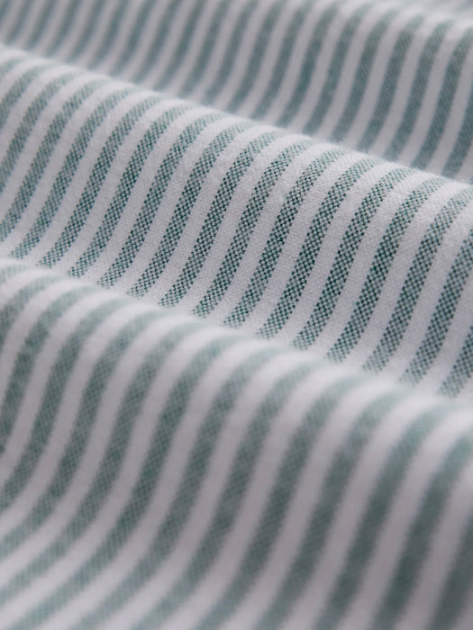 Portuguese Flannel Brushed Oxford Shirt in Green Stripe