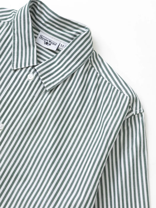 Service Works Waiter Shirt in Forest Stripe Poplin