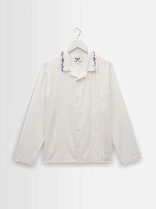 Wax Corey Shirt in Ecru Pin-tuck Border
