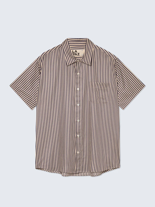 La Paz Roque Shirt in Dark Navy Stripes