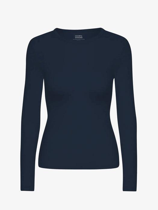 Colorful Standard Women's Rib Longsleeve Tee in Navy Blue