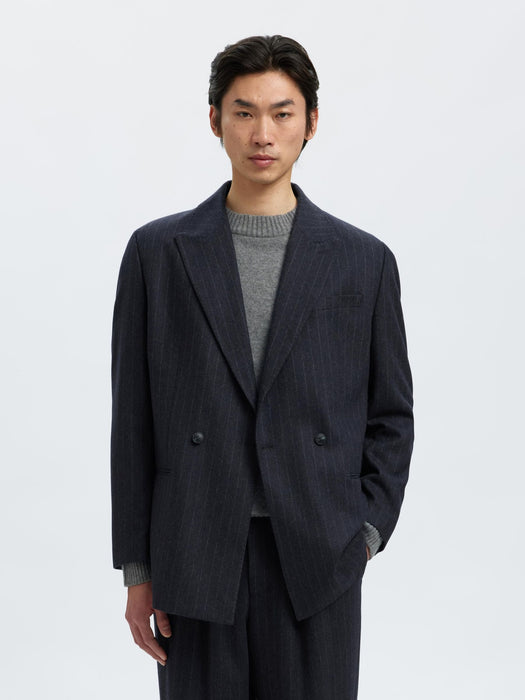 Selected Homme Anderson Wool DB Blazer in Dark Navy