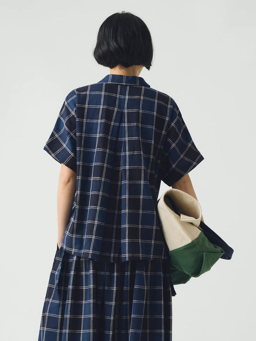 Toast Market Check Shirt in Denim Blue