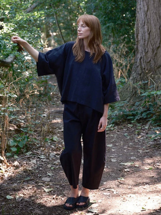 Kate Sheridan Edie Top in Black Linen
